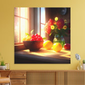 Zonneschijn kom van fruit en bloemen 8 canvas afdruk (Insitu (Woonkamer))