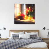 Zonneschijn kom van fruit en bloemen 8 canvas afdruk (Insitu (Slaapkamer))