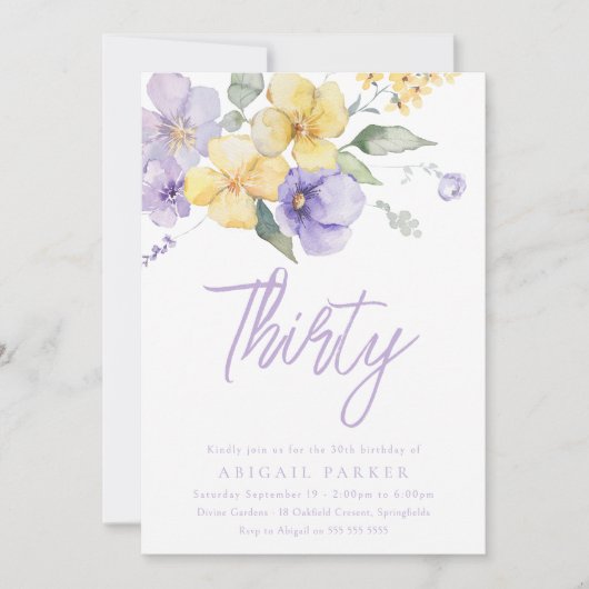 Zonneschijn & Lavendel Bloemen 30e Verjaardagsfees Kaart (Voorkant)