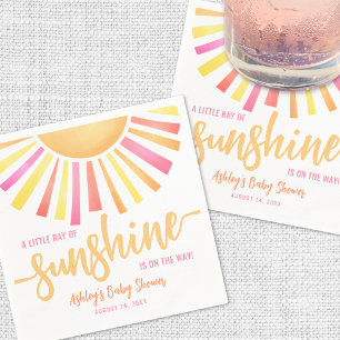 Zonneschijn Licht Roze Baby Borrel Servet