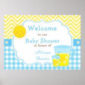 Zonneschijn & limonade blauw & geel douchefeest poster (Voorkant)