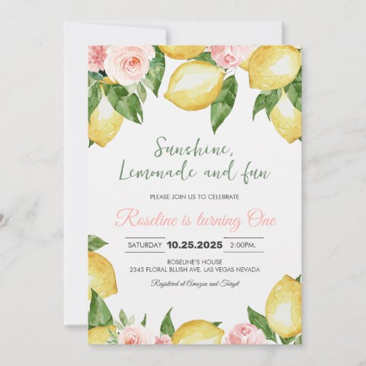 Zonneschijn limonade en leuke citroen verjaardag kaart (Voorkant)