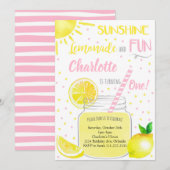 Zonneschijn limonade en leuke verjaardag uitnodigi kaart (Voorkant / Achterkant)