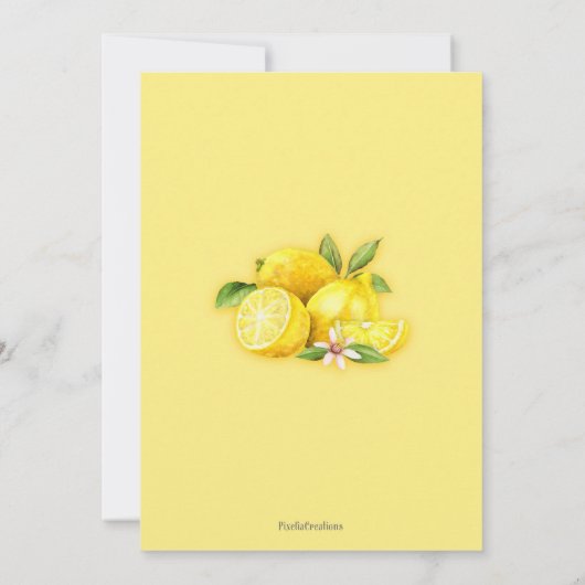Zonneschijn limonade, Lemon 1e verjaardag uitnodig Kaart (Achterkant)