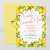 Zonneschijn limonade, Lemon 1e verjaardag uitnodig Kaart (Voorkant / Achterkant)