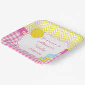 Zonneschijn & limonade roze & geel papieren bordje (Gebogen)