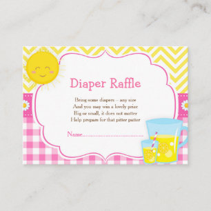 Zonneschijn & limonade roze & gele luier loterij informatiekaartje