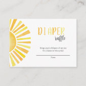 Zonneschijn luier loterij, zon Baby shower Informatiekaartje (Voorkant)