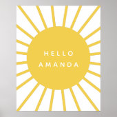 Zonneschijn | Naam Hallo Moderne Scandi Mosterd Zo Poster (Voorkant)