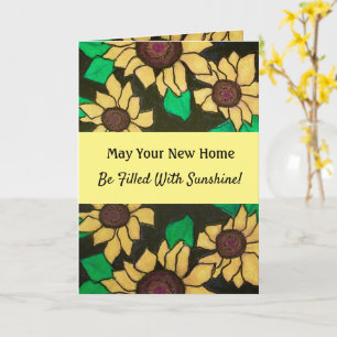 Zonneschijn Nieuw Home Geel Zonnebloemen Housewarm Kaart