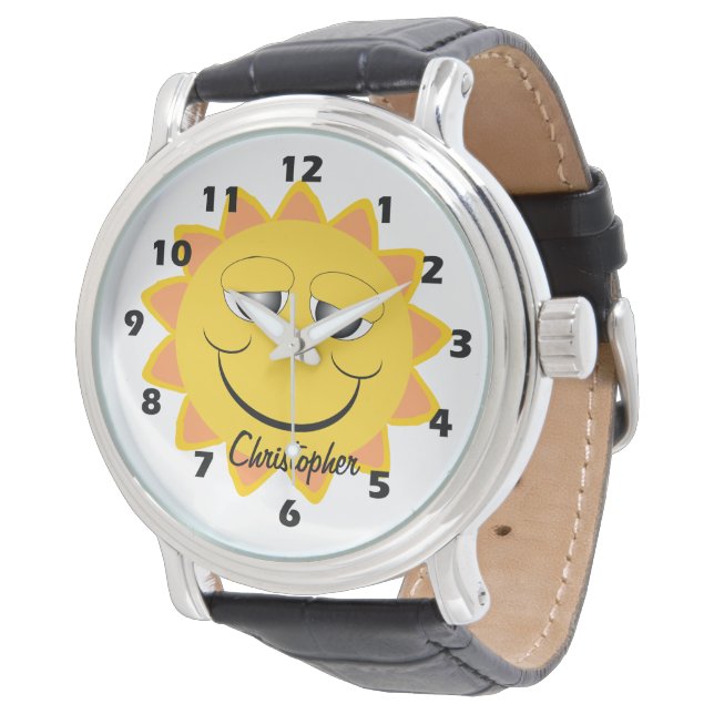 Zonneschijn Ontwerp Gepersonaliseerd Horloge (Gekanteld)