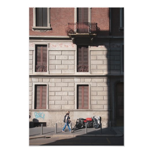 Zonneschijn op een motorfiets foto afdruk (Voorkant)