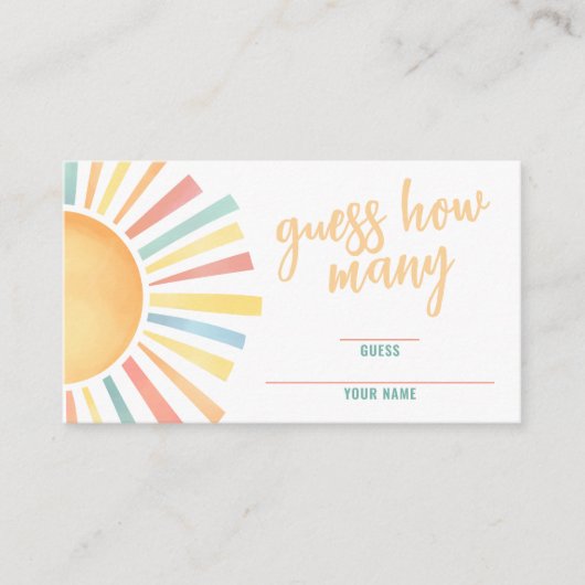 Zonneschijn Raad eens hoeveel Boho Sun Baby shower Informatiekaartje (Voorkant)