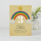 Zonneschijn Regenboog Geel Goud Verjaardagsfeest Kaart (Staand voorkant)