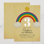 Zonneschijn Regenboog Geel Goud Verjaardagsfeest Kaart (Voorkant / Achterkant)