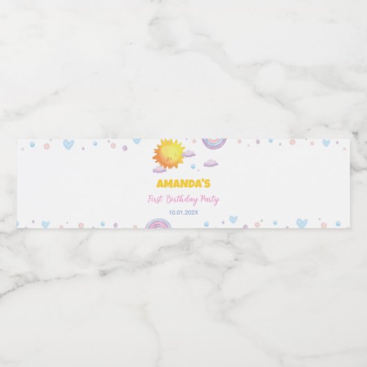 Zonneschijn Regenboog Waterfles Label Verjaardag Waterfles Etiket (Enkel label)