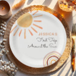 Zonneschijn Regenboogtocht Rond de Zon 1e Verjaard Papieren Bordje<br><div class="desc">Een perfecte aanvulling op je feestje! Boho Sun-thema.</div>