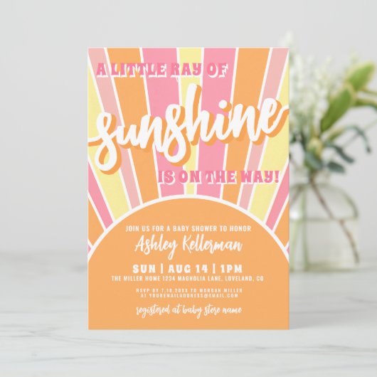 Zonneschijn Retro Bright Sun Baby shower Kaart (Staand voorkant)