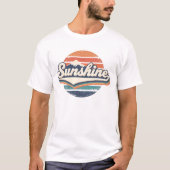 Zonneschijn Retro Zon en Mountain Design T-shirt (Voorkant)