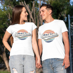  Zonneschijn Retro Zon en Mountain Design T-shirt