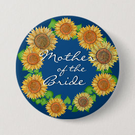 Zonneschijn roestig marineblauw moeder van de brui ronde button 7,6 cm