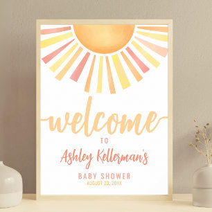 Zonneschijn Roze Zon Baby Shower Welkomstbord Poster