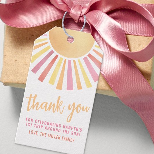 Zonneschijn Roze Zon Verjaardag Cadeaulabel