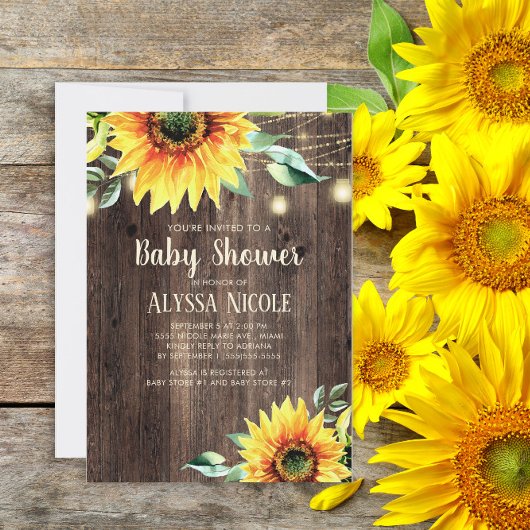 Zonneschijn Snoerlichten Baby Shower Uitnodiging