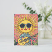 Zonneschijn speelt gitaar briefkaart (Staand voorkant)