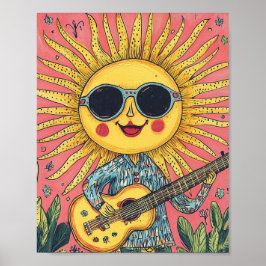 Zonneschijn speelt gitaar poster