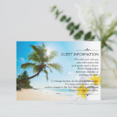 Zonneschijn Strand Palmbomen Plumerias Wedding Inf Informatiekaartje (Staand voorkant)