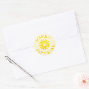 Zonneschijn Thema 1e verjaardag Ronde Sticker – Bo