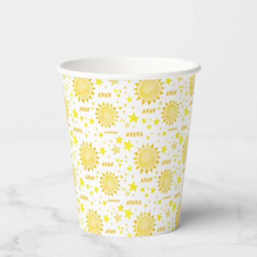 Zonneschijn Verjaardag Party Paper Cups – Boho Lit Papieren Bekers (Achterkant)
