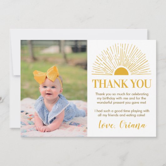 Zonneschijn Verjaardagsfeest Dankkaart Bedankkaart (Voorkant)
