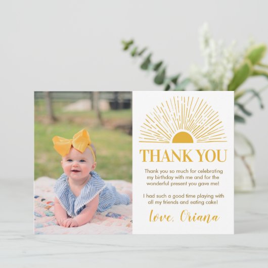 Zonneschijn Verjaardagsfeest Dankkaart Bedankkaart (Staand voorkant)