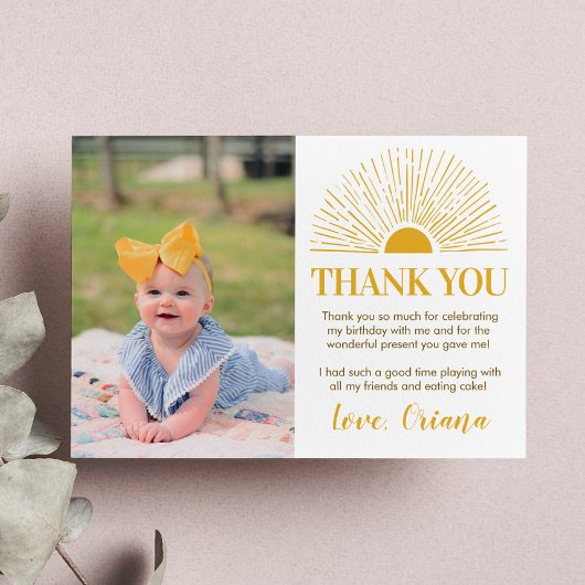 Zonneschijn Verjaardagsfeest Dankkaart Bedankkaart