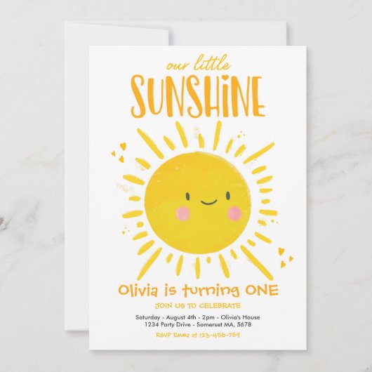Zonneschijn Verjaardagsfeest Geel Onze Kleine Zonn Kaart (Voorkant)