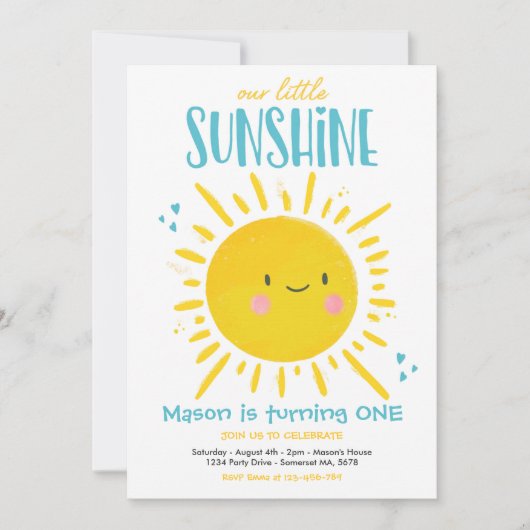 Zonneschijn Verjaardagsfeest Turquoise Little Suns Kaart (Voorkant)