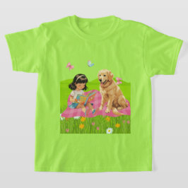 Zonneschijn & Voorlezen – Meisje en Haar Hond T-shirt