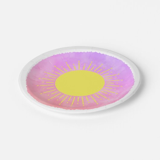 Zonneschijn Waterverf Baby shower Achtergrond Aang Papieren Bordje (Gekanteld)