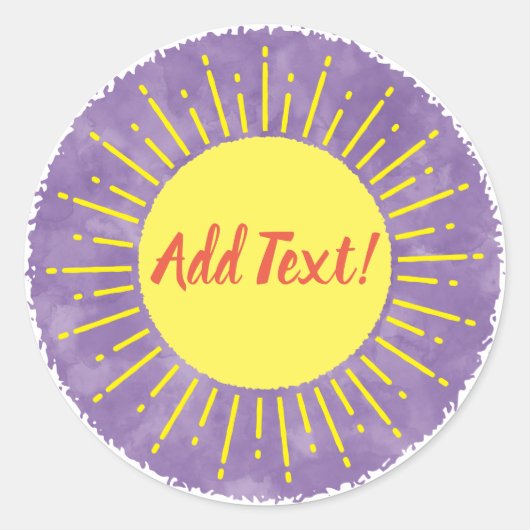 Zonneschijn Waterverf Baby shower Achtergrond Aang Ronde Sticker (Voorkant)