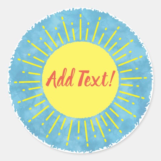 Zonneschijn Waterverf Baby shower Achtergrond Aang Ronde Sticker (Voorkant)