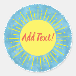 Zonneschijn Waterverf Baby shower Achtergrond Aang Ronde Sticker