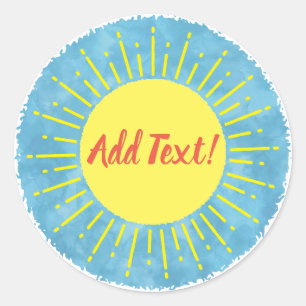 Zonneschijn Waterverf Baby shower Achtergrond Aang Ronde Sticker
