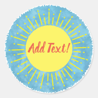 Zonneschijn Waterverf Baby shower Achtergrond Aang Ronde Sticker