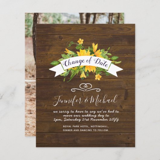 Zonneschijn wijziging van datum uitstelplannen not (Voorkant / Achterkant)