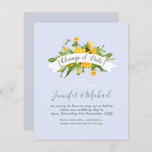 Zonneschijn wijziging van datum uitstelplannen not (Voorkant / Achterkant)