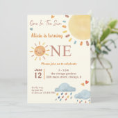 Zonneschijn Wolk Een In De Zon 1e Verjaardag Kaart (Staand voorkant)