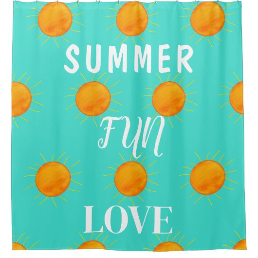 Zonneschijn Zomer Fun Love Turquoise Douchegordijn (Voorkant)