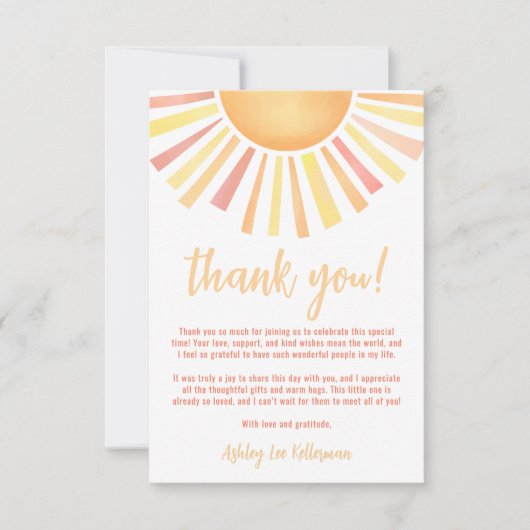 Zonneschijn Zon Dank u Bedankkaart (Voorkant)